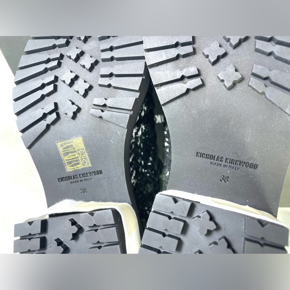 Nicholas Kirkwood Women’s Casati Faux Pearl Combat Boots. NWB. Black/White - Picture 11 of 12